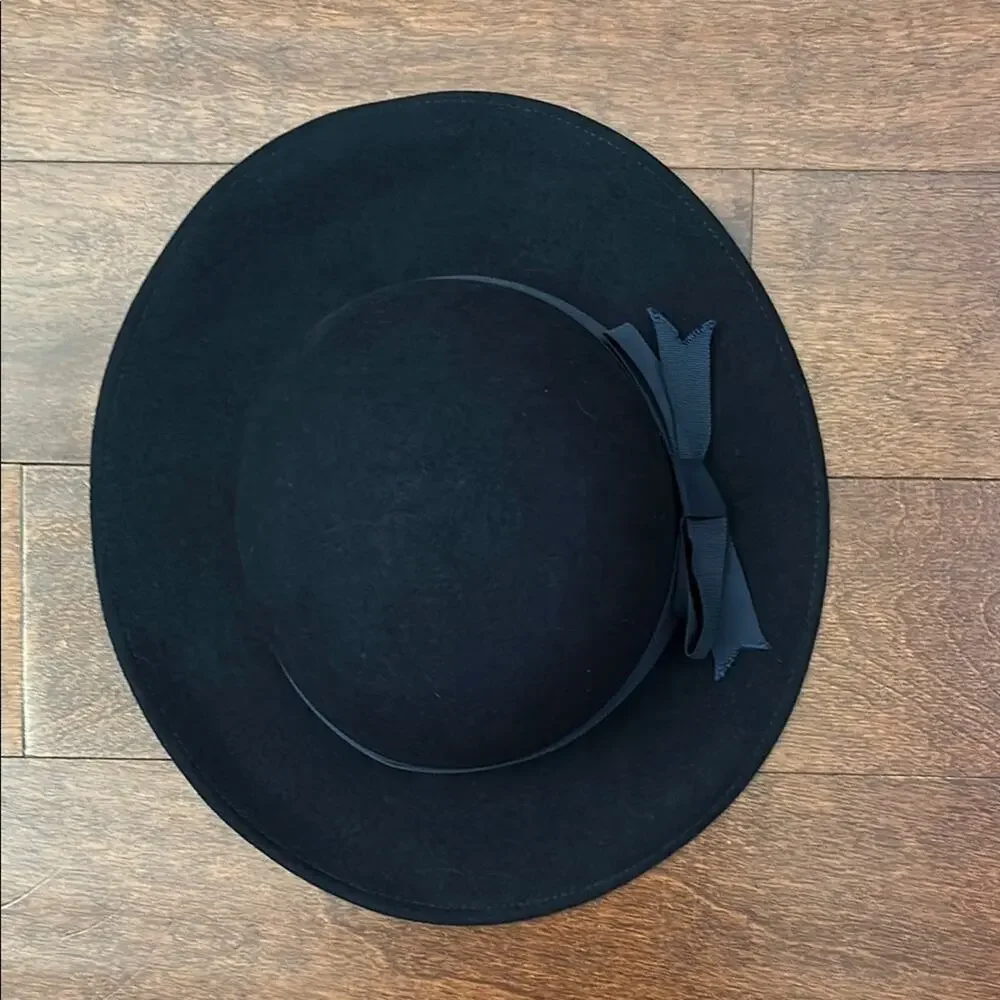 Vintage Dark Navy The Field Company Wool Hat with Grosgrain Band and Bow